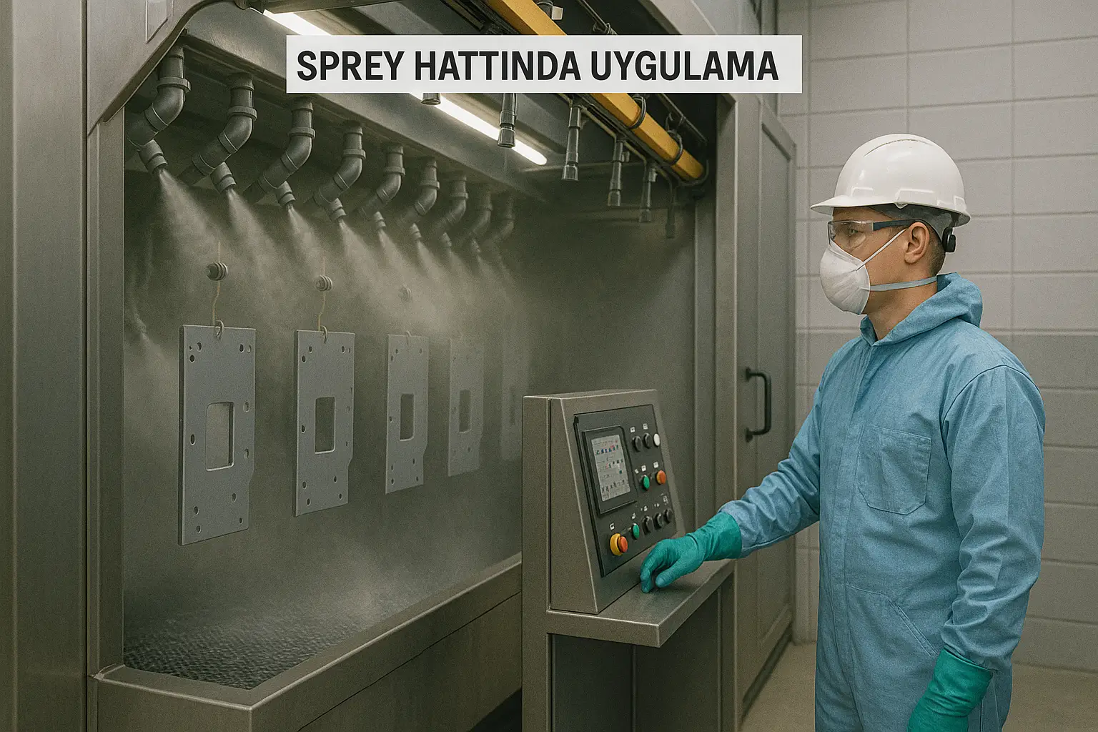 Sprey hattında fosfat püskürtme nozulları