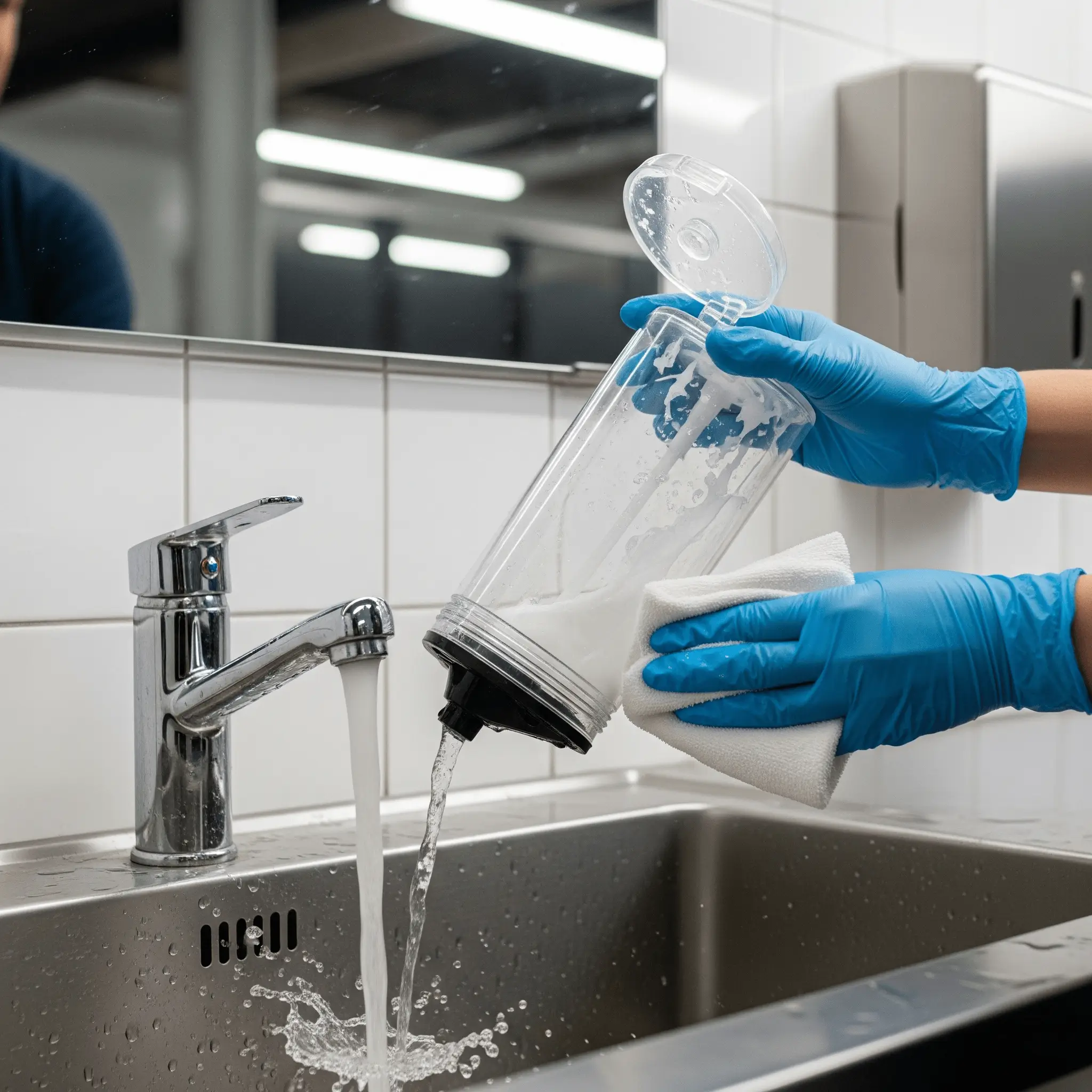 Sabun dispenserinin suyla yıkanarak temizlenmesi