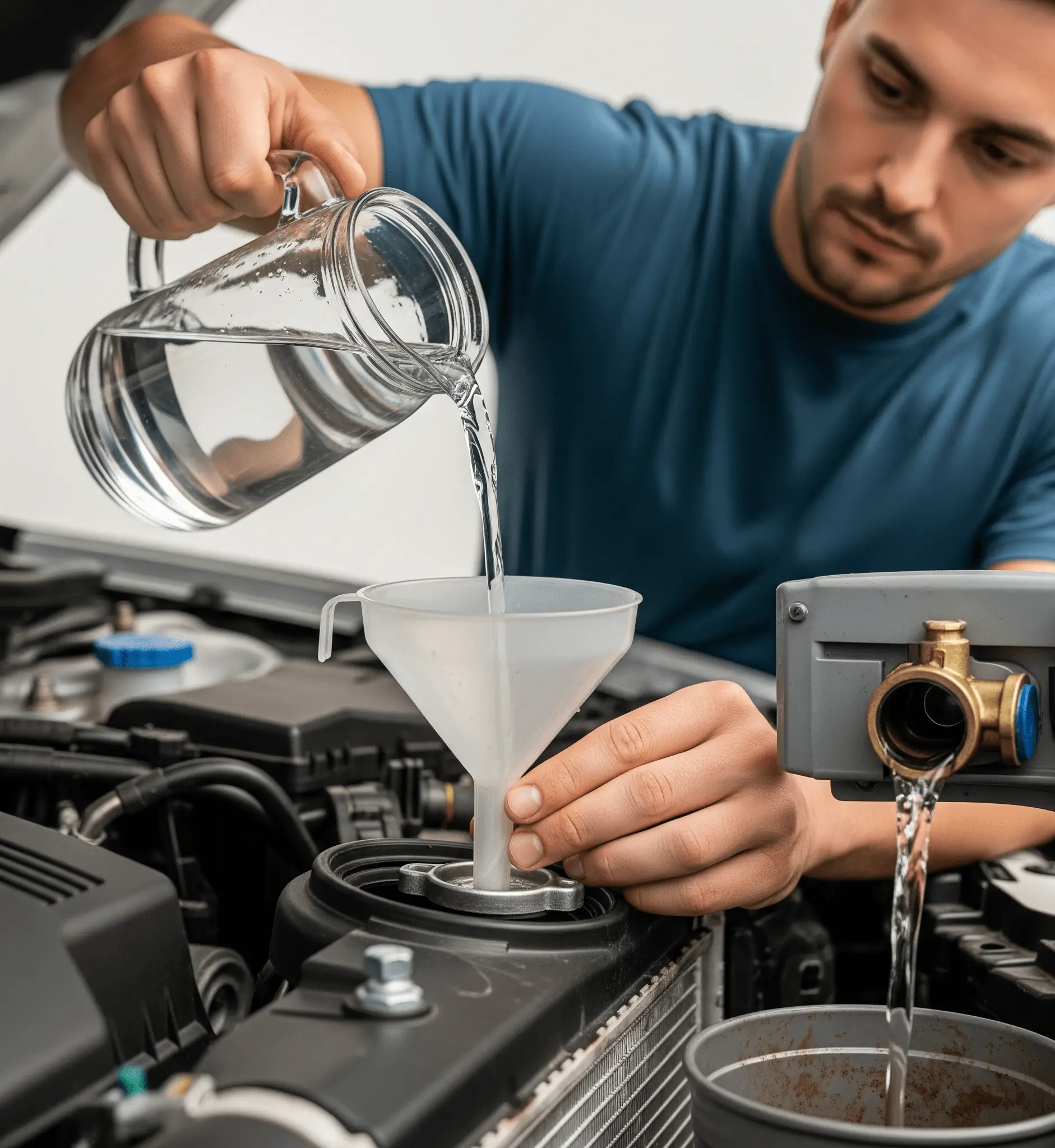 Radyatör sisteminin saf su ile durulanması işlemi