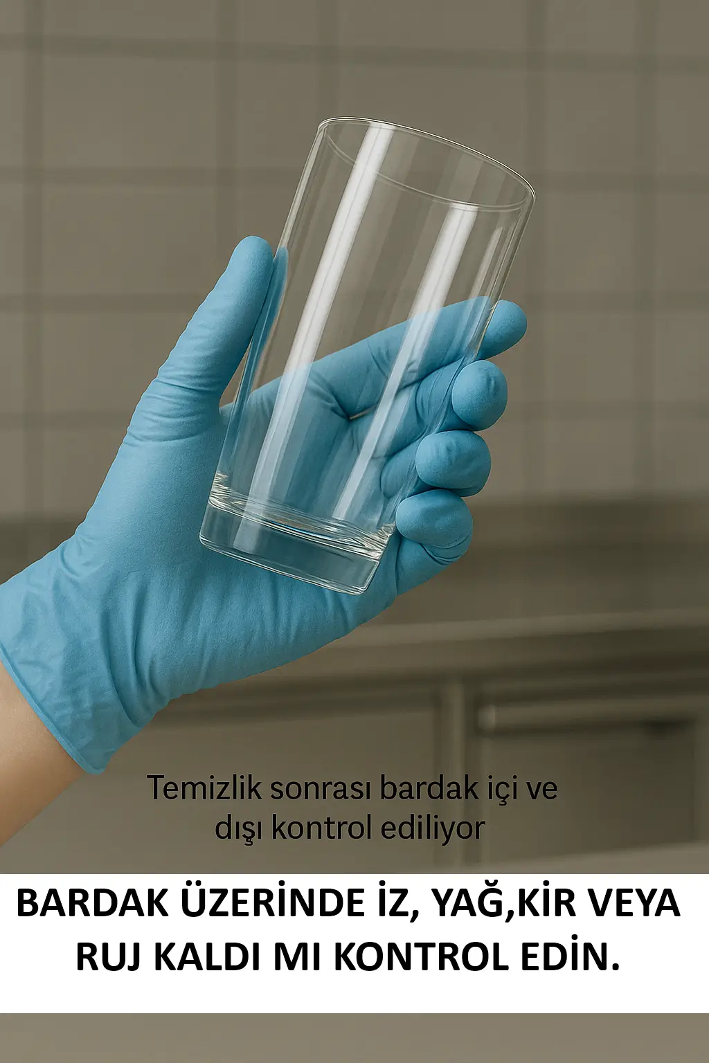 Bardakta temizlik sonrası parlaklık kontrolü