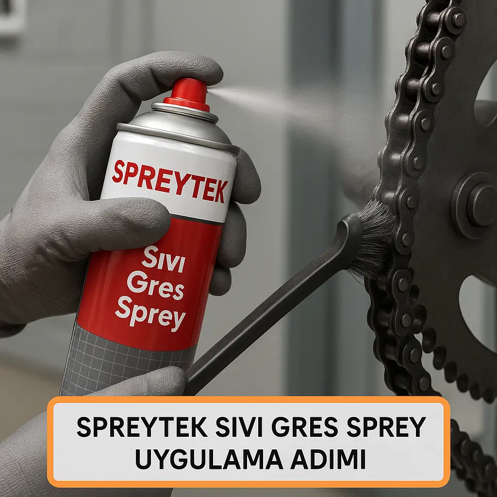 Zincir ve dişliye sıvı gres spreyin uygulanması