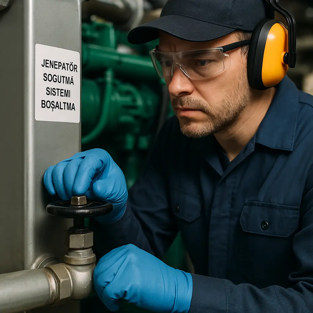 MiN50-Hİ kireç çözücü uygulaması öncesi endüstriyel su sisteminin kapatılması ve boşaltılması