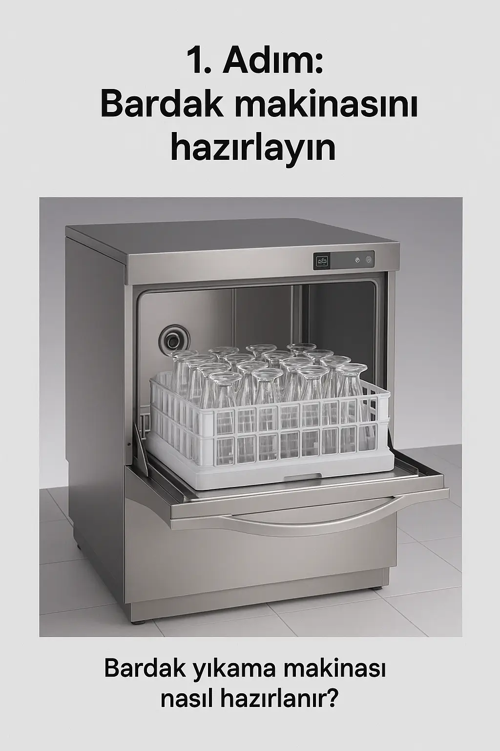 Sanayi tipi bardak yıkama makinası hazırlığı