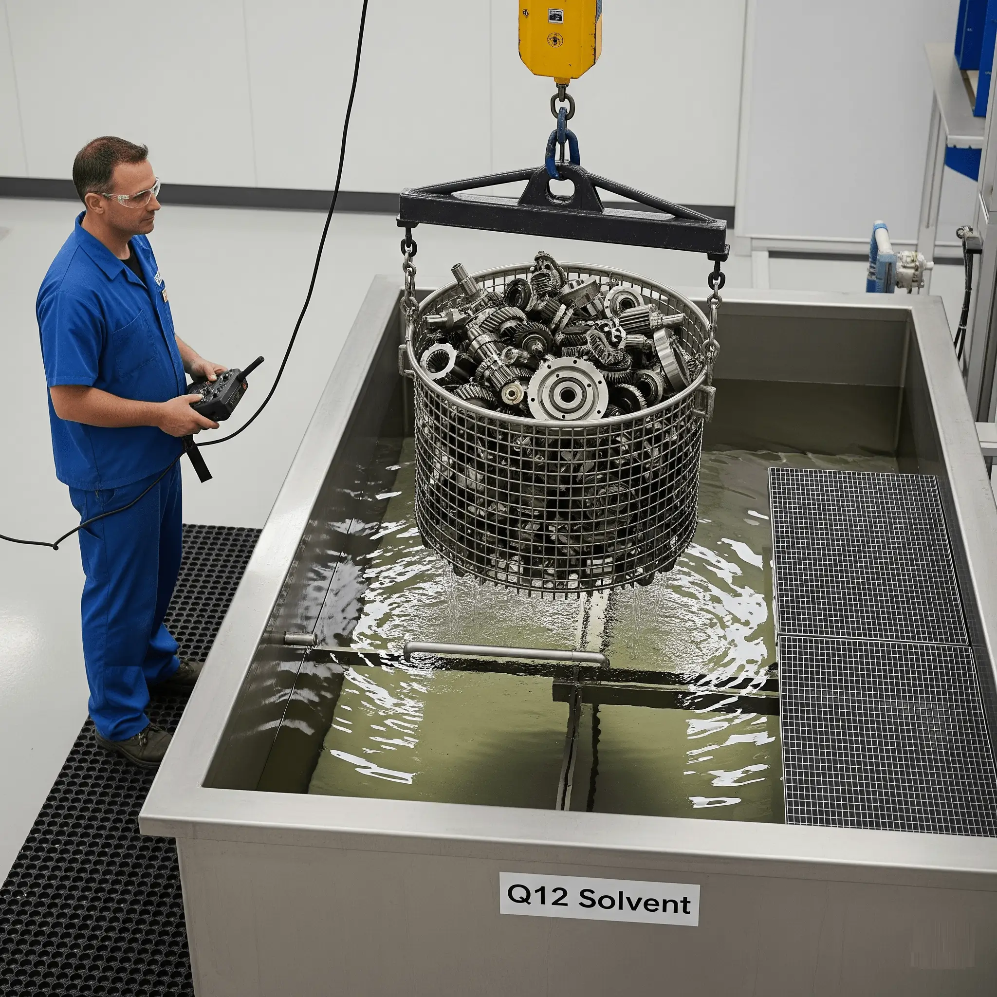 Parçaların Q12 solvent içinde bekletilmesi