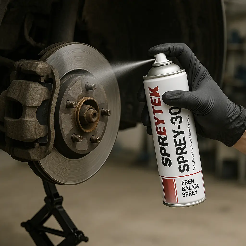 Fren balata spreyinin disk ve balatalara uygulanması