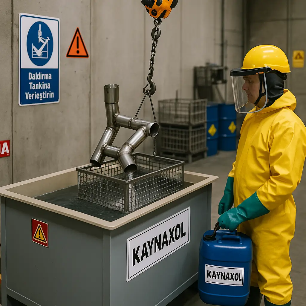 Kaynak yapılmış parçaların KAYNAXOL tankına daldırılması