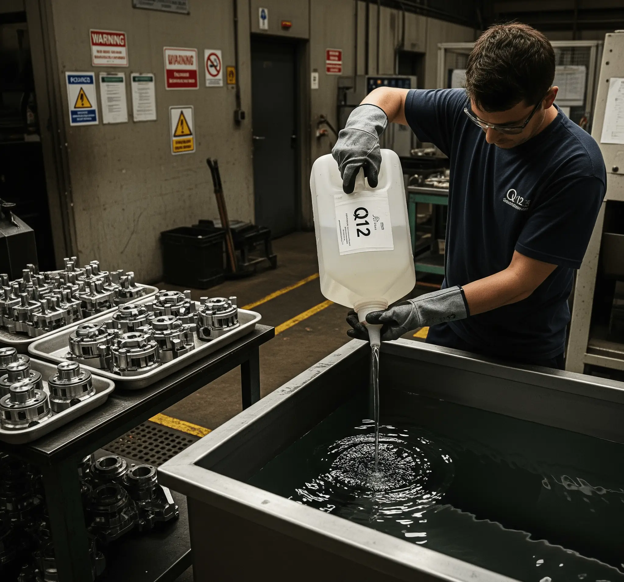 Q12 solventinin daldırma tankına aktarılması