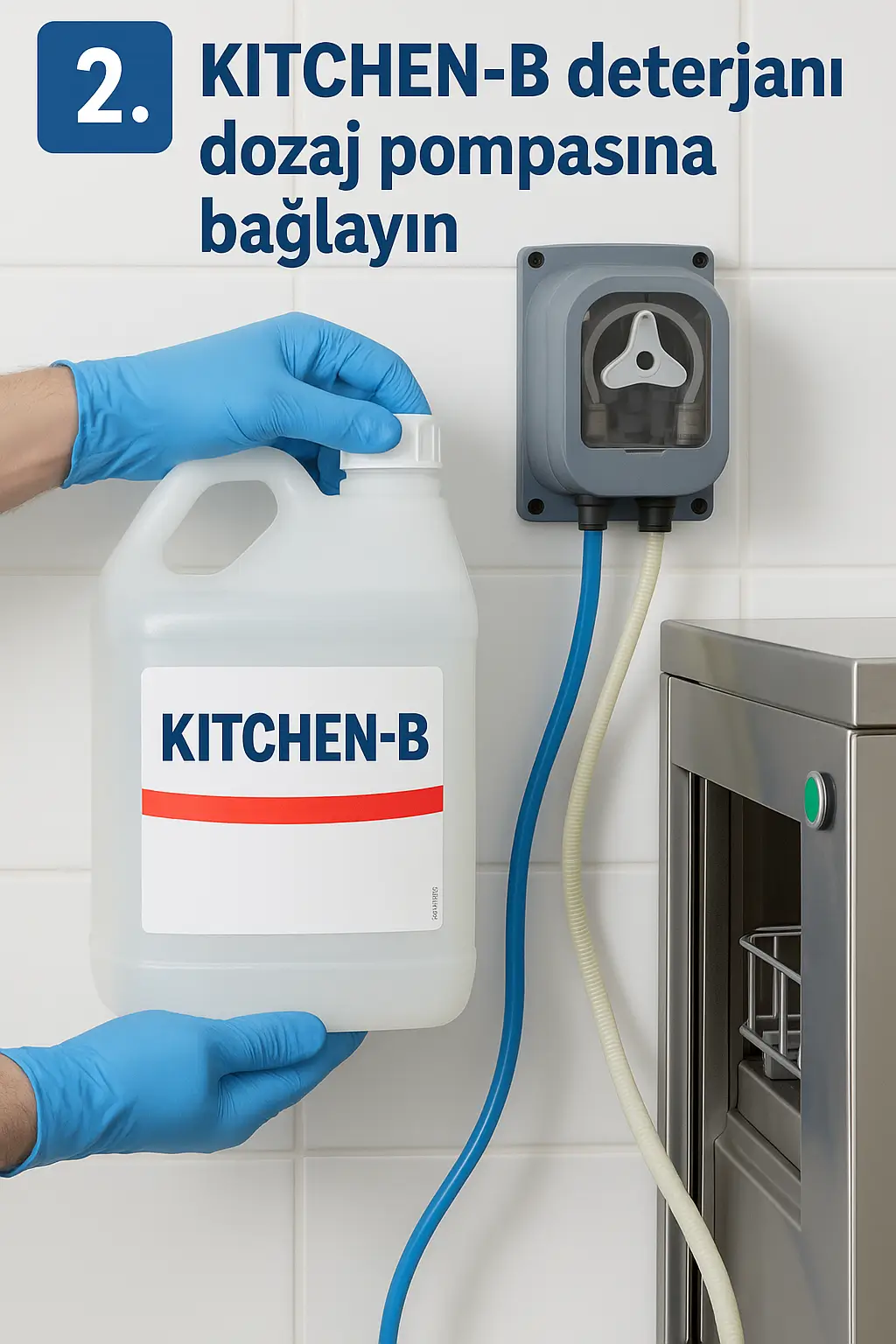 Dozaj pompasına deterjan bağlama işlemi