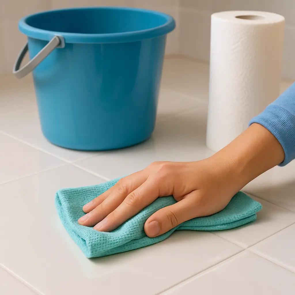 FLORSOFTM temizlik sonrası yüzey silme ve kurutma FLORSOFTM uygulaması sonrası yüzeyin silinmesi ve durulanması