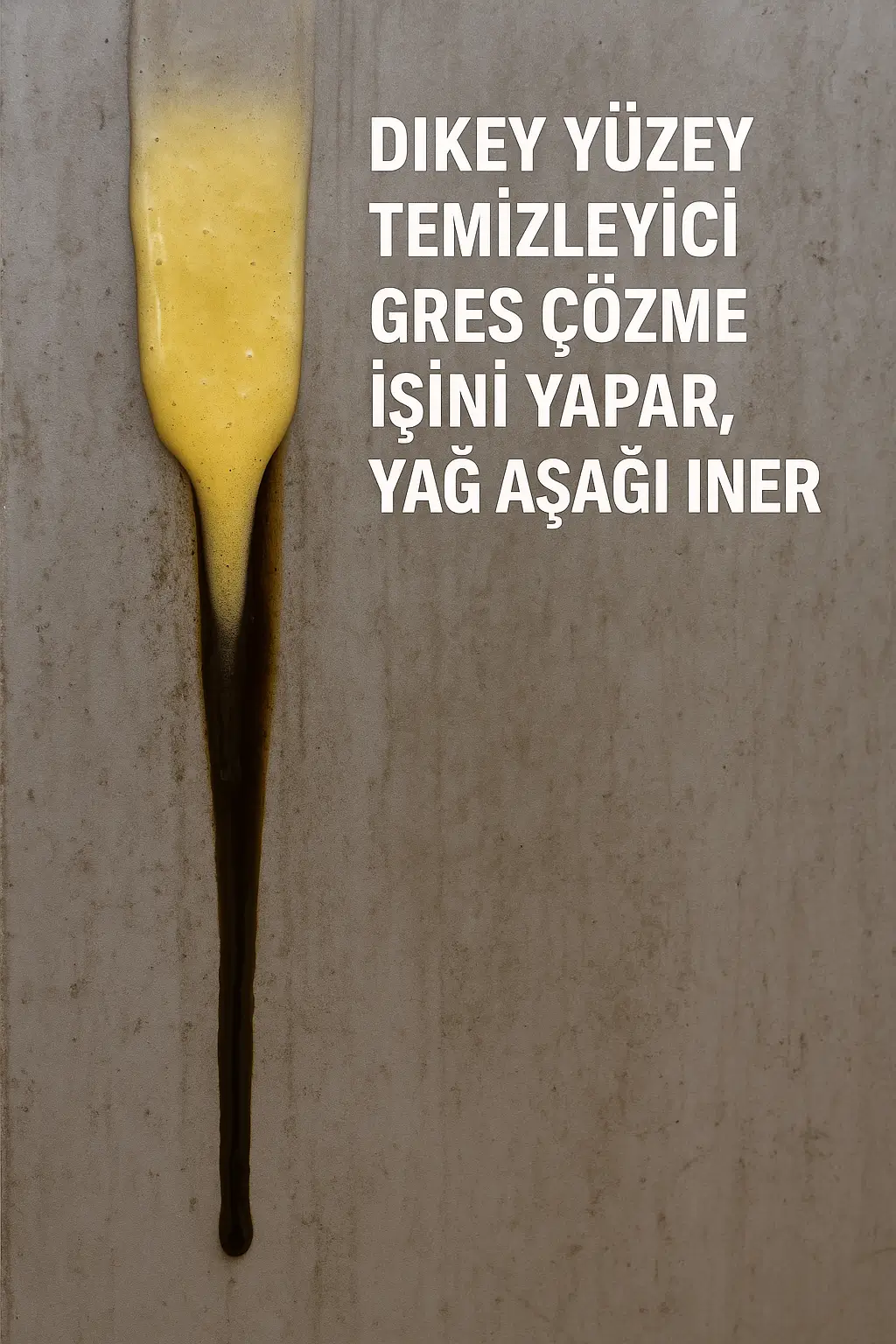 Dikey yüzeylerde gres temizliği için Solvesia uygulaması