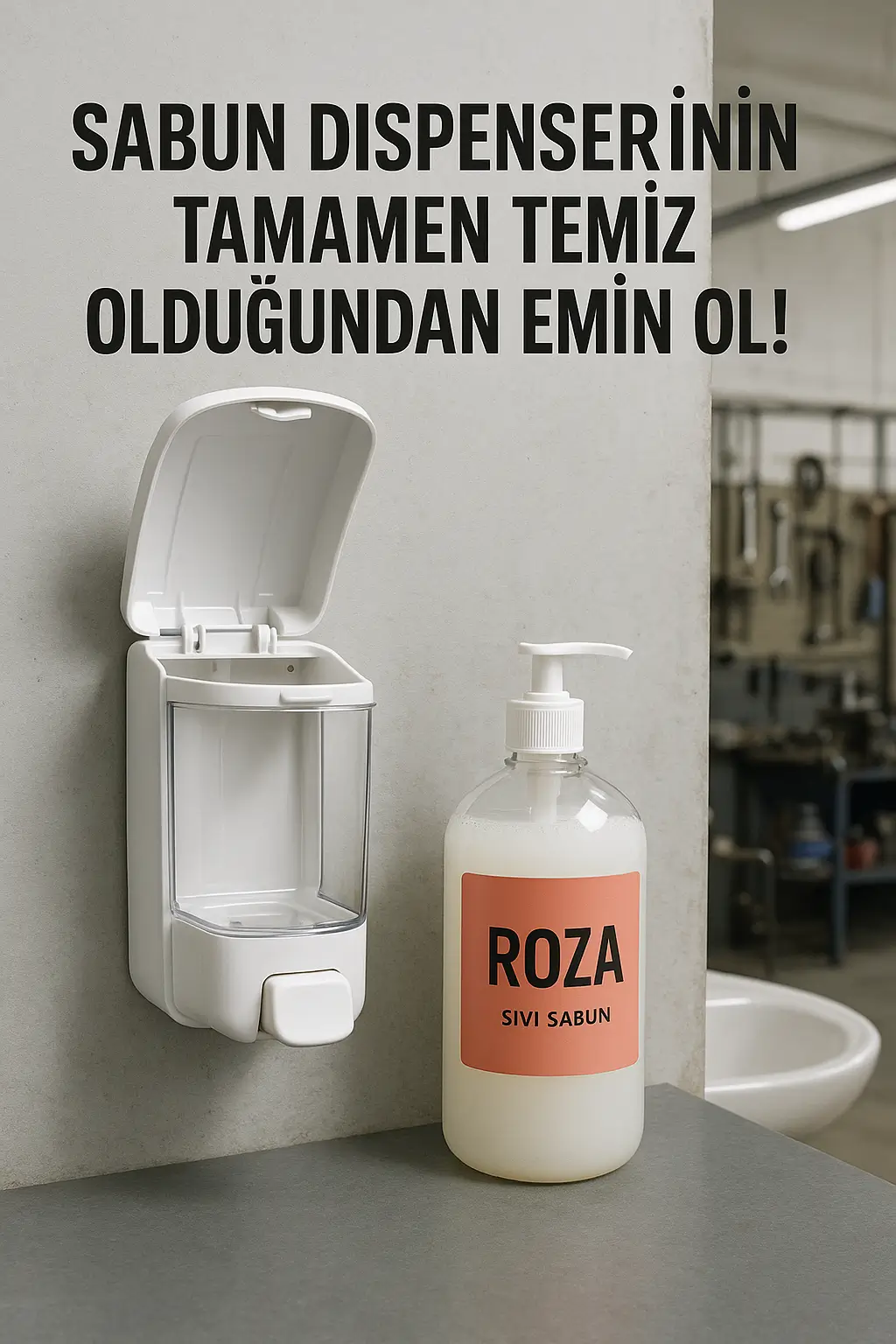 ROZA dispenser temizlik kontrolü ROZA sıvı sabunu için dispenserin temizlik kontrolü