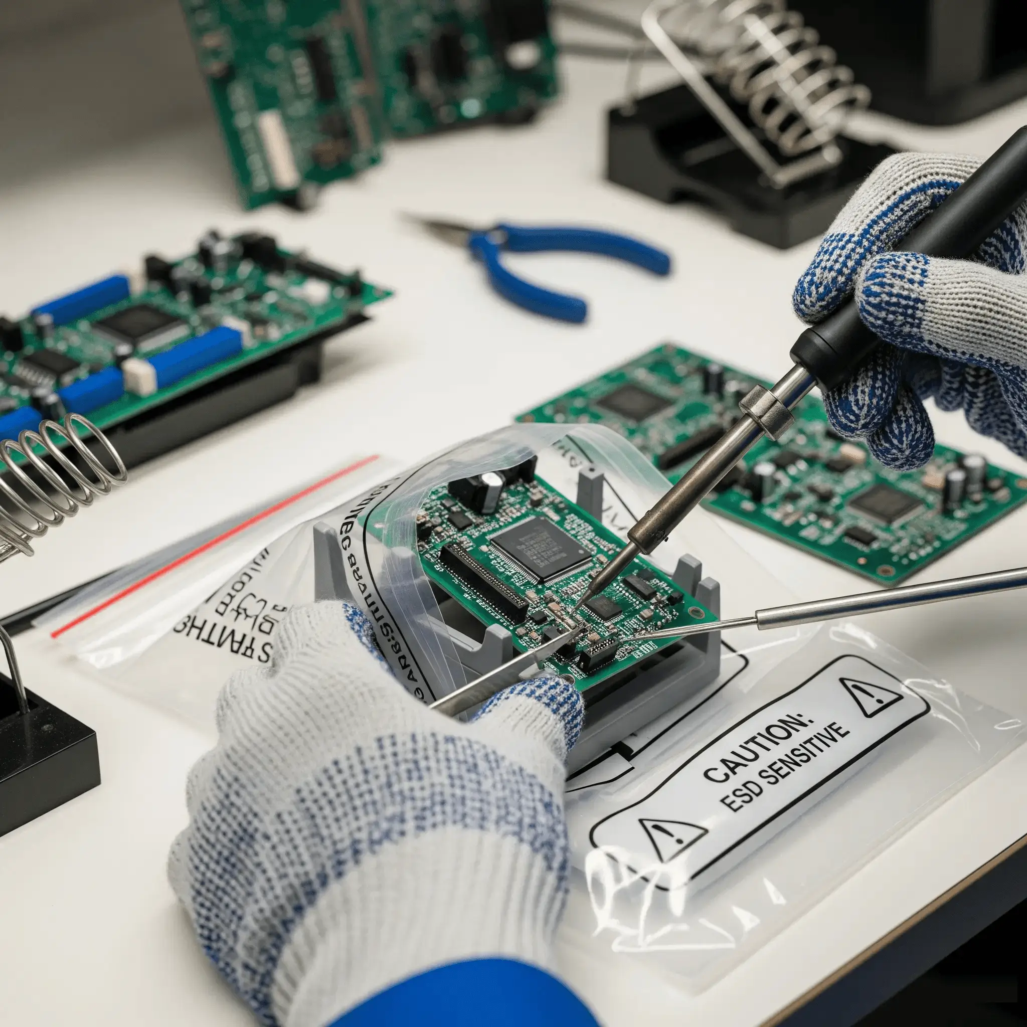 Elektronik kartın antistatik alana yerleştirilmesi