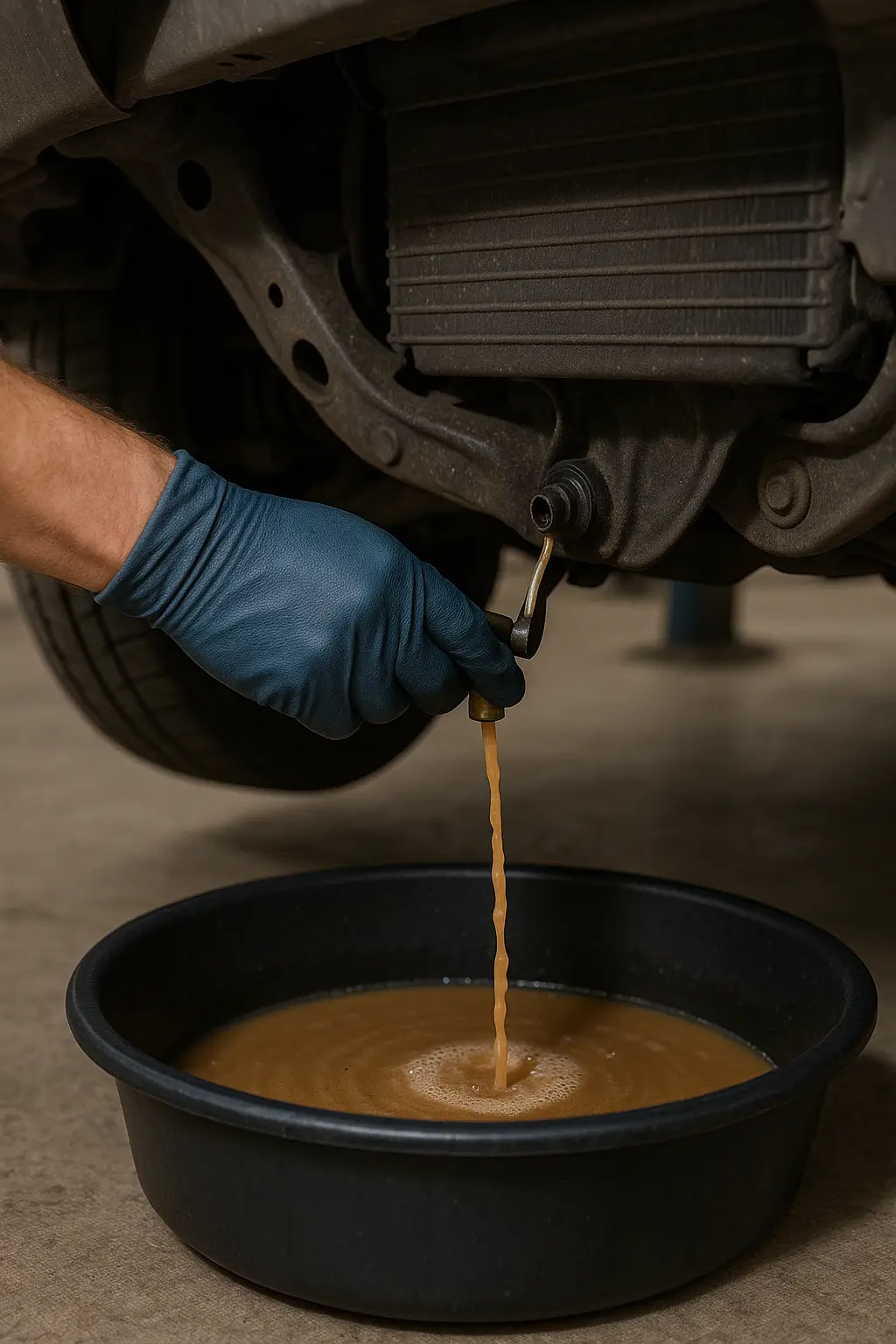 Radyatörden su-yağ karışımının boşaltılması işlemi