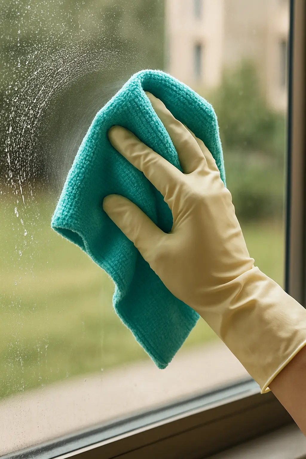 Camsil uygulaması sonrası camın mikrofiber bezle silinmesi