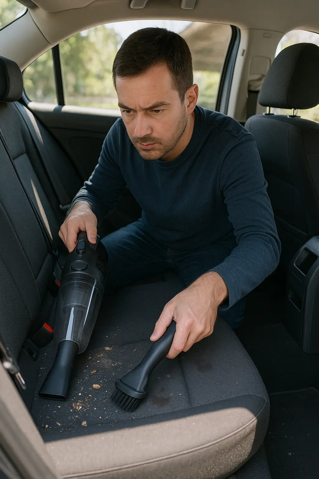 Kaba kir temizliği Araç içindeki toz ve kırıntıları vakumlayın