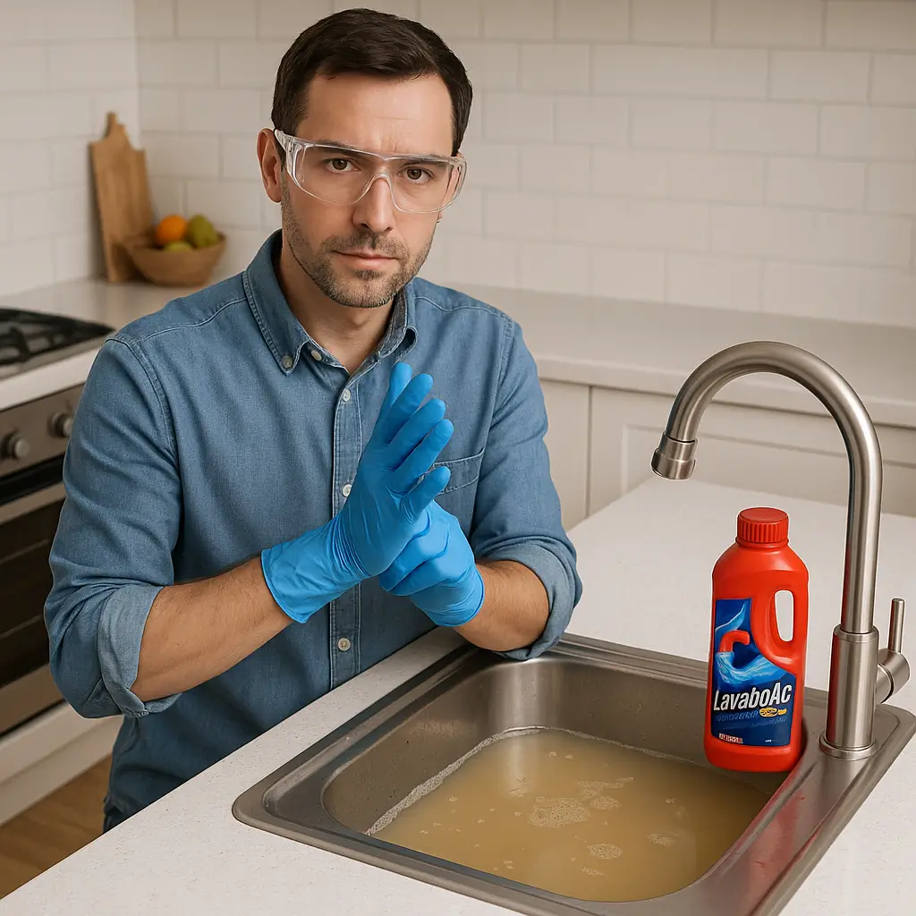 Lavabo açıcı uygulaması öncesi hazırlık ve güvenlik önlemleri Lavabo açıcı kullanmadan önce güvenlik ekipmanlarının takılması ve lavabonun hazırlanması