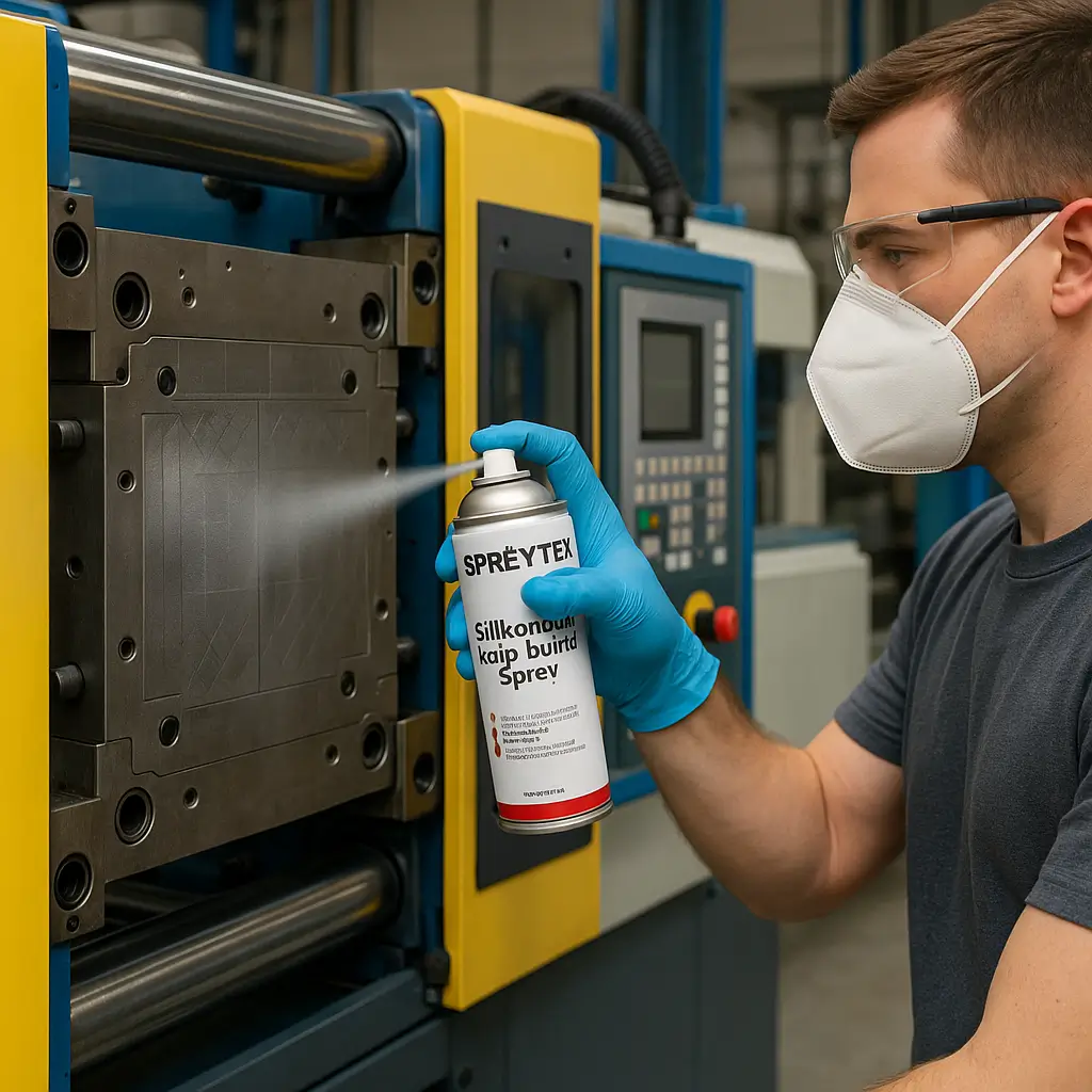 PTFE bazlı silikonsuz kalıp ayırıcı spreyin kalıba uygulanması
