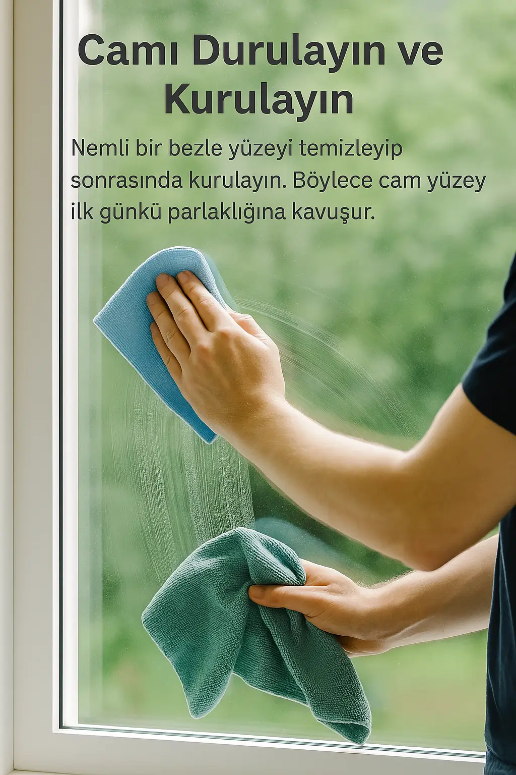 Camrem uygulaması sonrası cam durulama ve kurutma işlemi