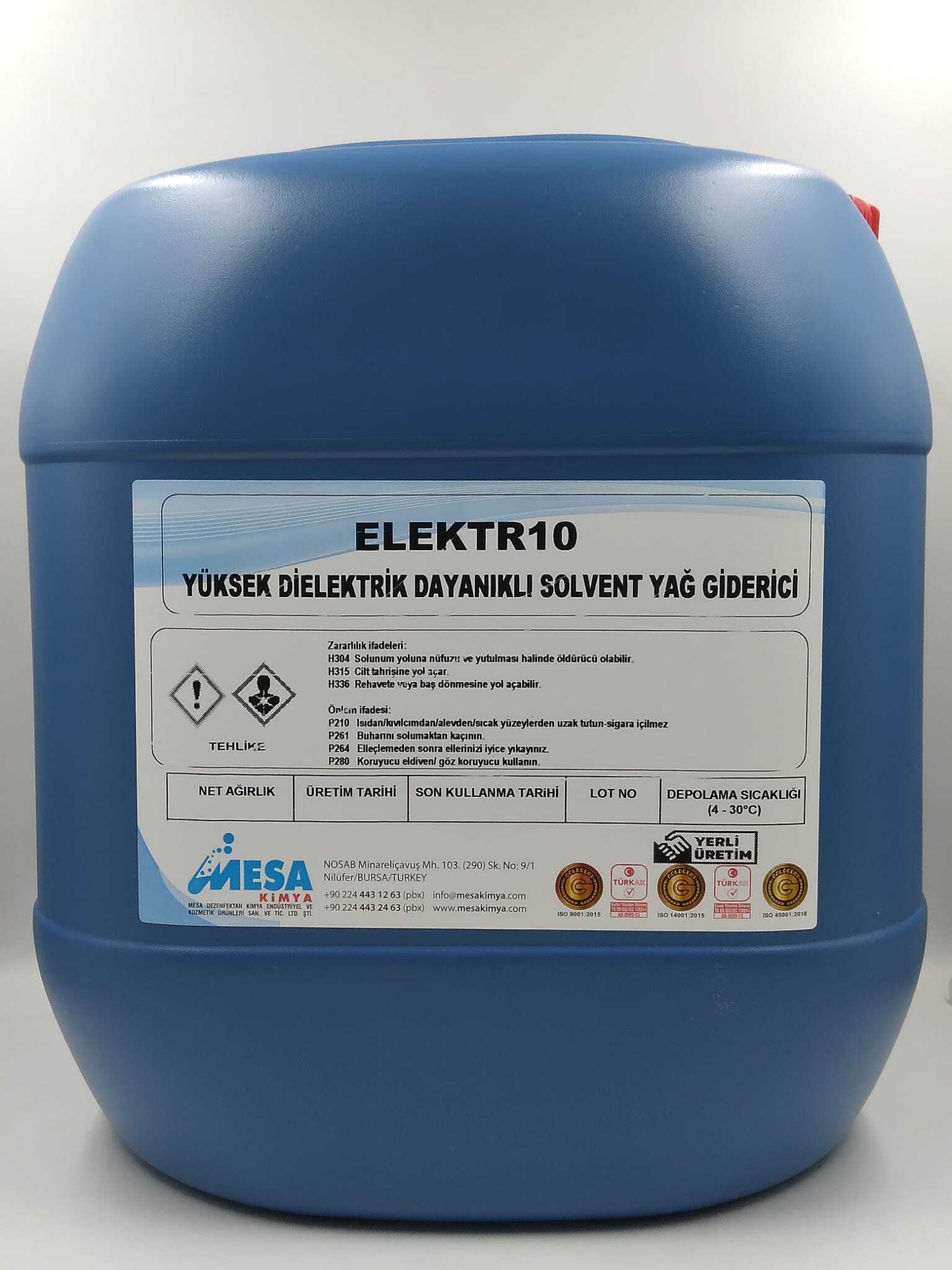 Yüksek dielektrik solvent yağ giderici ELEKTR10 30 kg