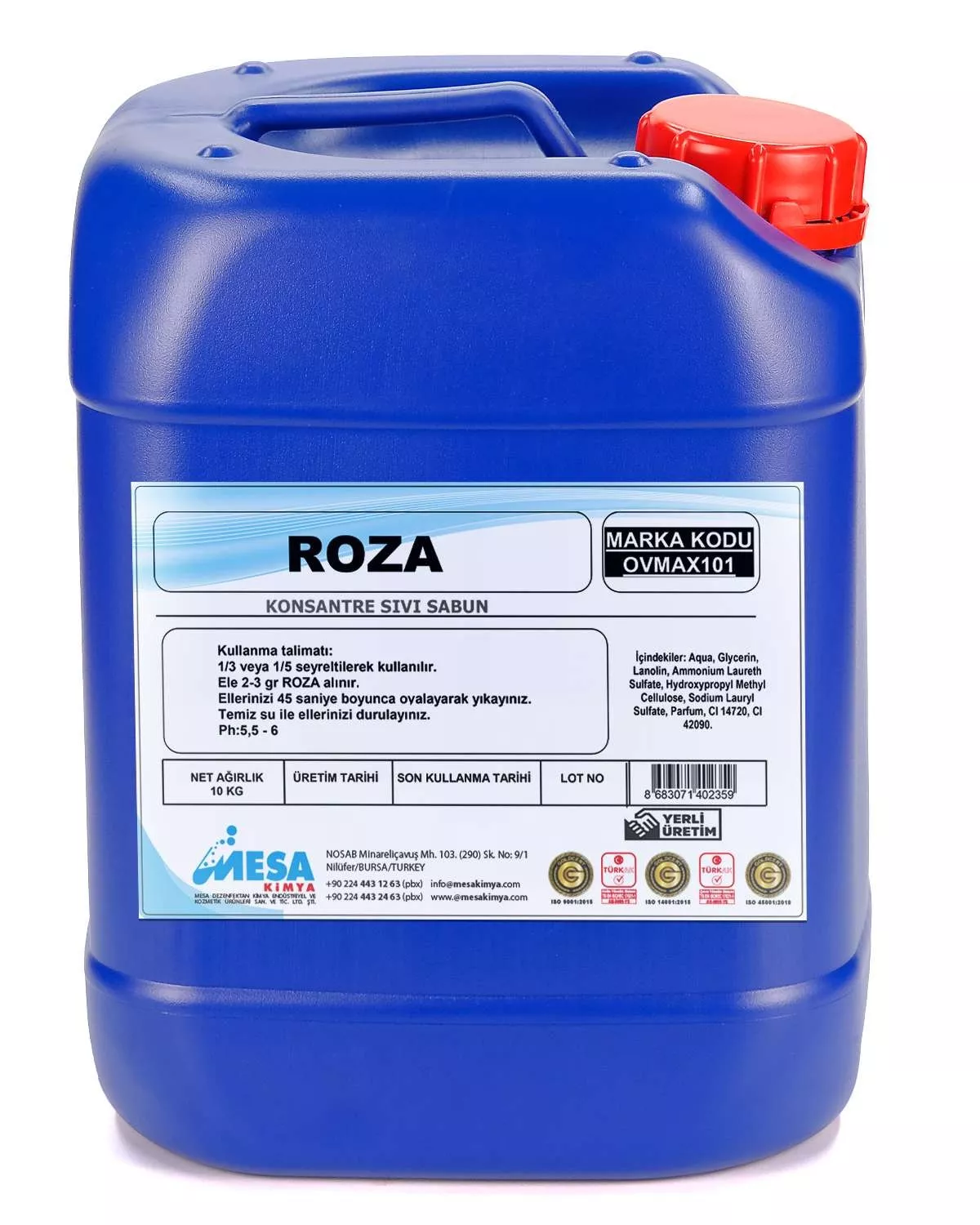 Konsantre sıvı sabun Roza 10 kg