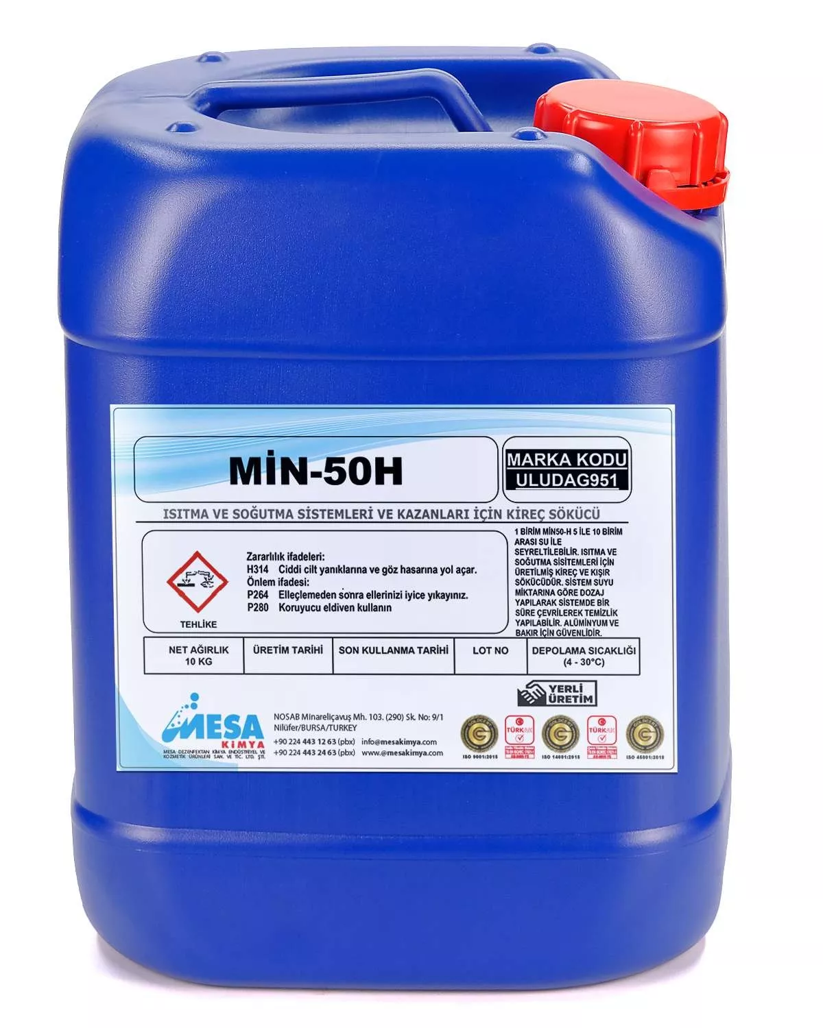 Endüstriyel kireç çözücüler fiyatları Min50H 30 kg