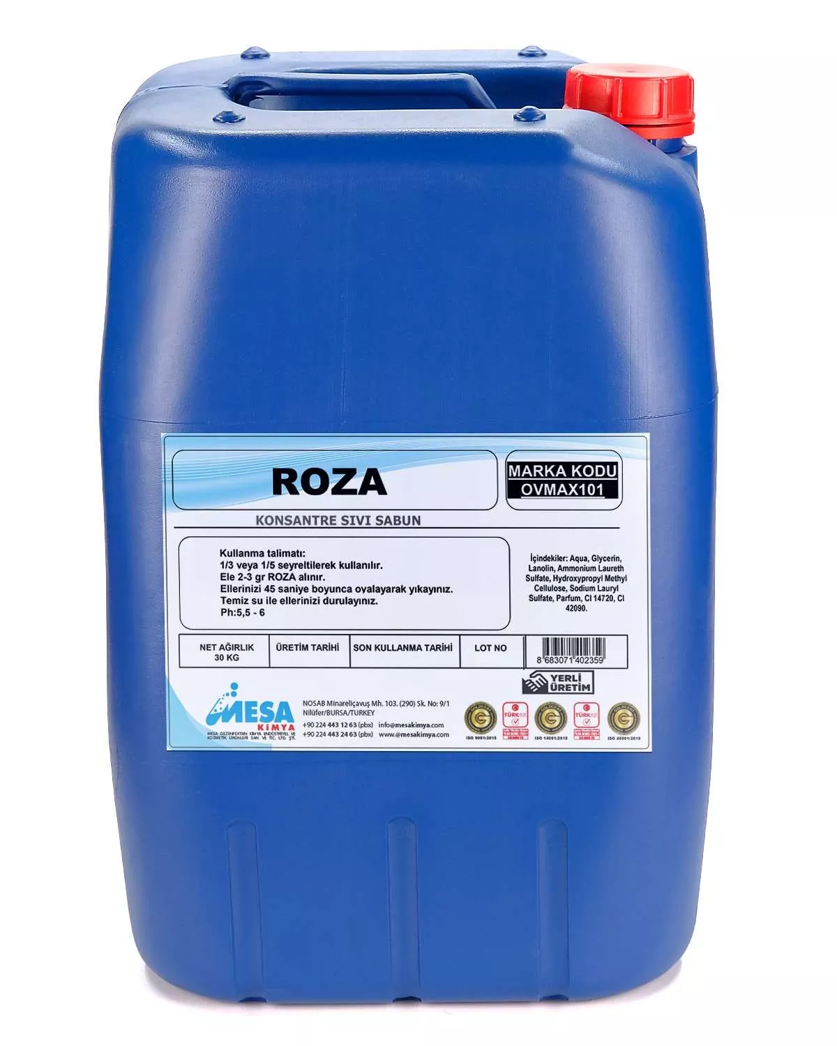Konsantre sıvı sabun Roza 30 kg