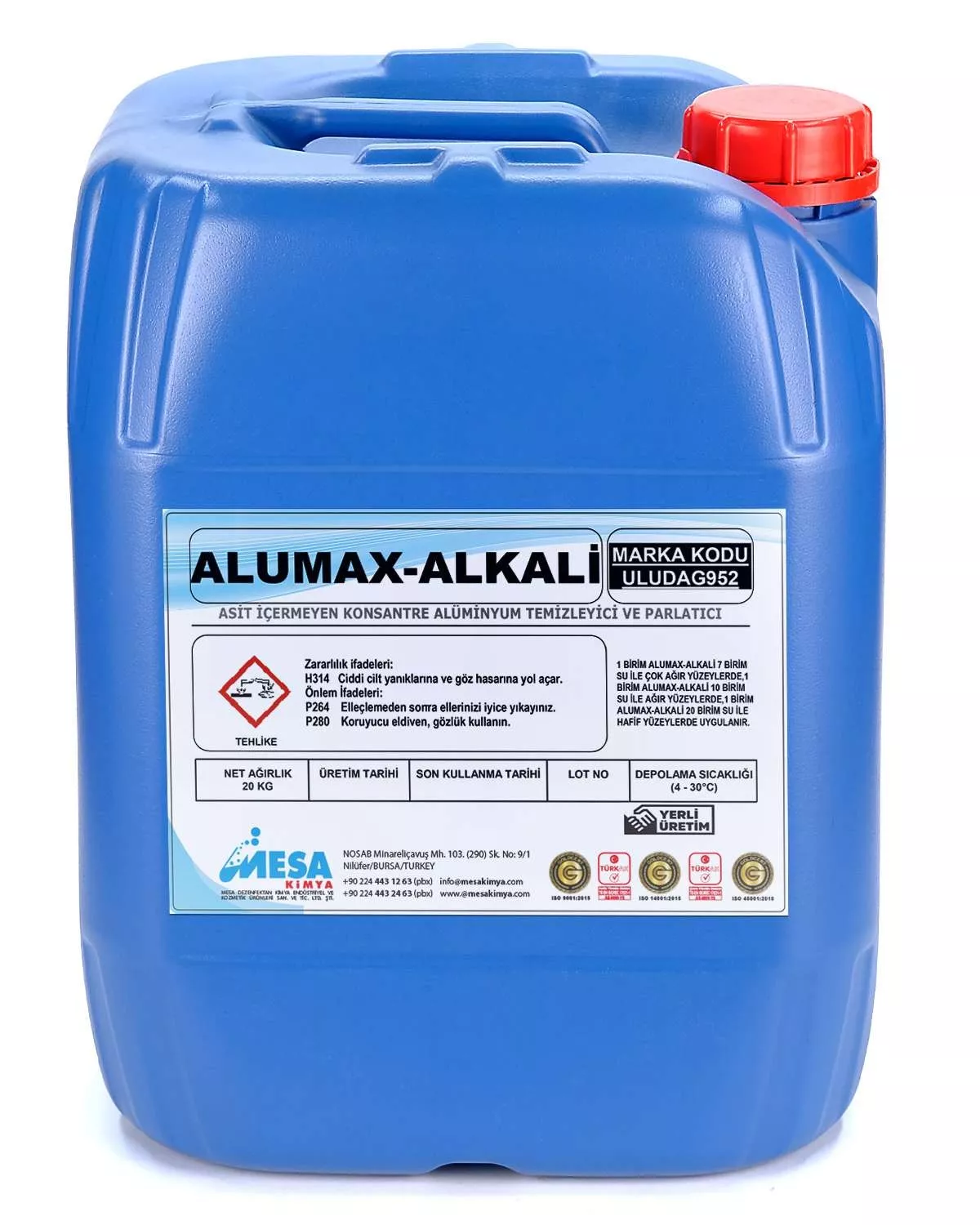 Alüminyum temizleyici ve parlatıcı Alumax alkali 20 kg