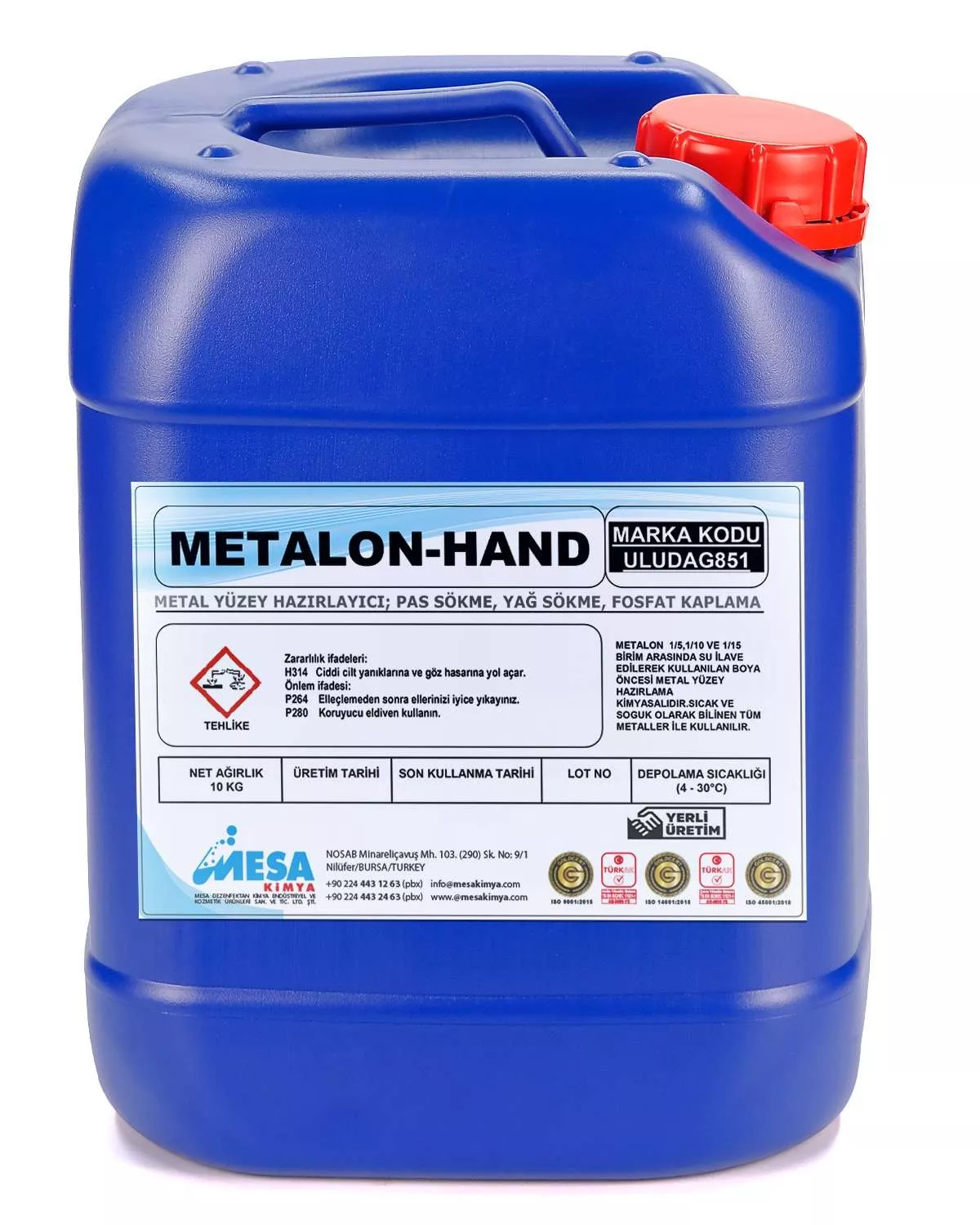 Metal Yüzey Temizleme Silme Demir Fosfat Metalonhand 1 Kg